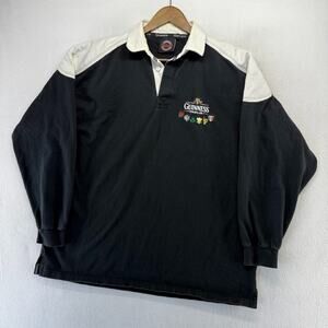 Vintage Guinness Rugby Shirt Men's 2XL Black Dublin Beer Embroidered Logo 90s